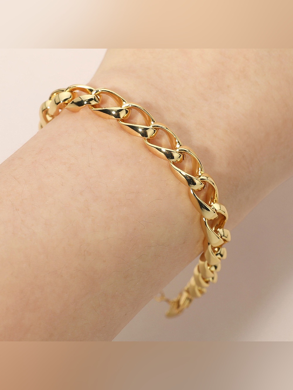 18K Gold Dipped Chunky Curb Chain Link Bracelet